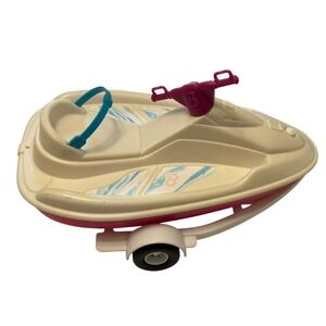 Vintage 1999 Barbie Splash & Fun Jet Ski Wave Runner Trailer Mattel Pink